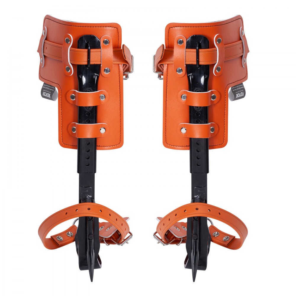 VEVOR - Juego de púas para trepar árboles, 1 par de púas de acero de aleación con cuerda de seguridad y arnés de seguridad, capacidad de carga de 350 libras, equipo de arboricultura para escaladores, recolección de frutas, color naranja