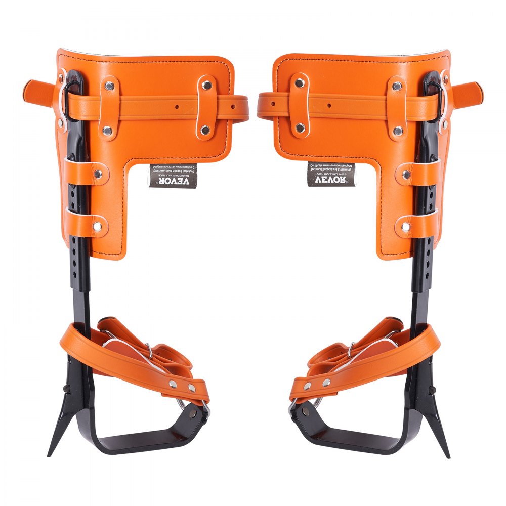VEVOR - Juego de púas para trepar árboles, 1 par de púas de acero de aleación con cuerda de seguridad y arnés de seguridad, capacidad de carga de 350 libras, equipo de arboricultura para escaladores, recolección de frutas, color naranja