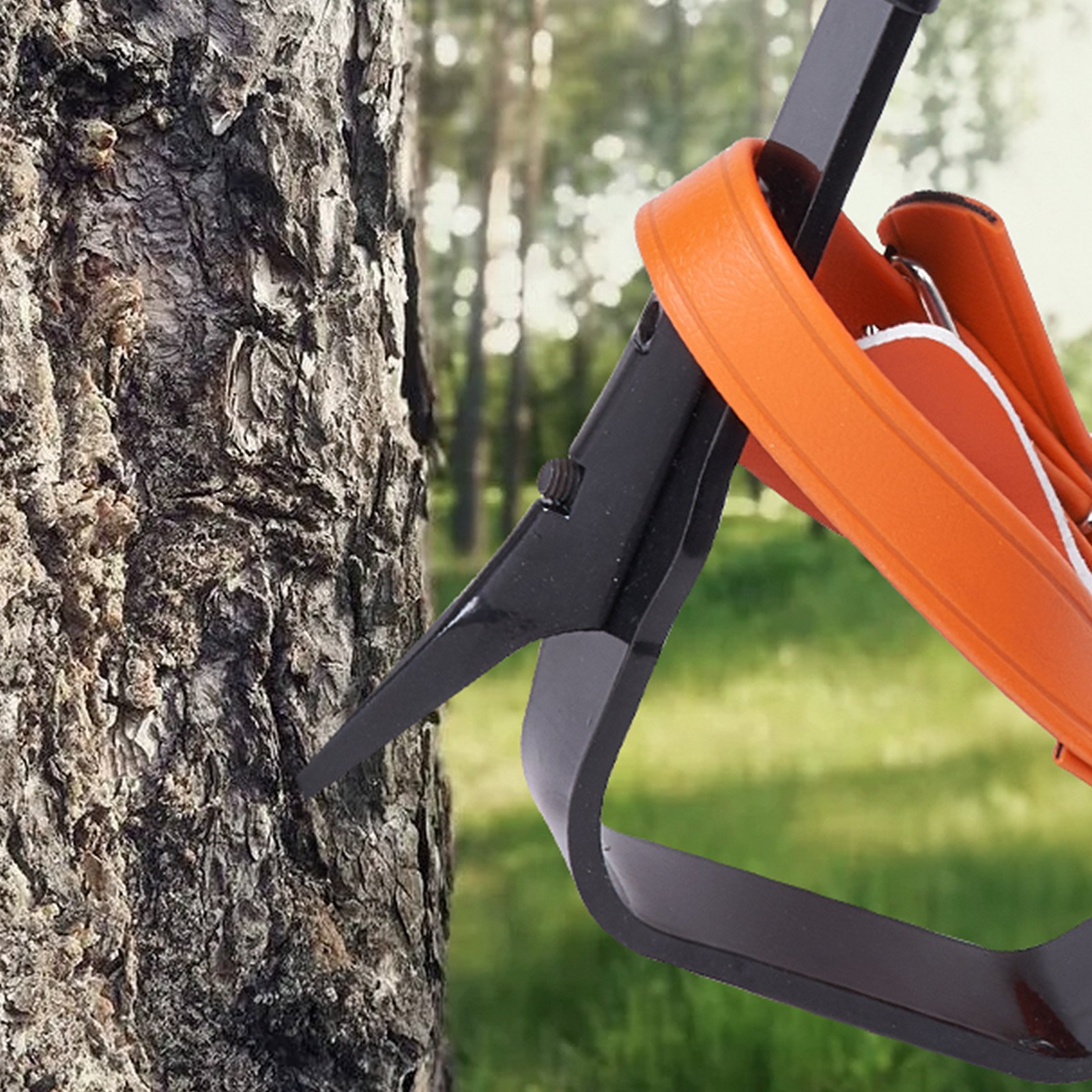 VEVOR - Juego de púas para trepar árboles, 1 par de púas de acero de aleación con cuerda de seguridad y arnés de seguridad, capacidad de carga de 350 libras, equipo de arboricultura para escaladores, recolección de frutas, color naranja