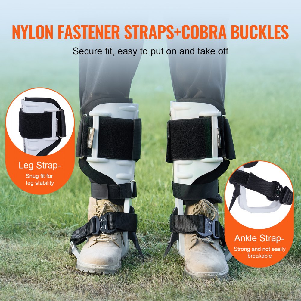 VEVOR - Picos para trepar árboles, 1 par de espuelas de aluminio para trepar, capacidad de carga de 350 libras, equipo para trepar árboles con correas y protectores de picos, equipo de arboricultura para escaladores, caza, recolección de frutas, color blanco