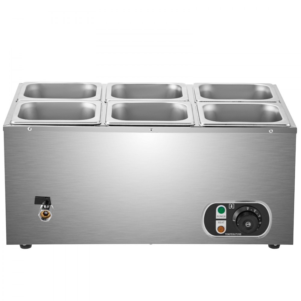 Vevor Baño María Eléctrico Calientaplatos Buffet Con 6 Sartenes Acero Inoxidable