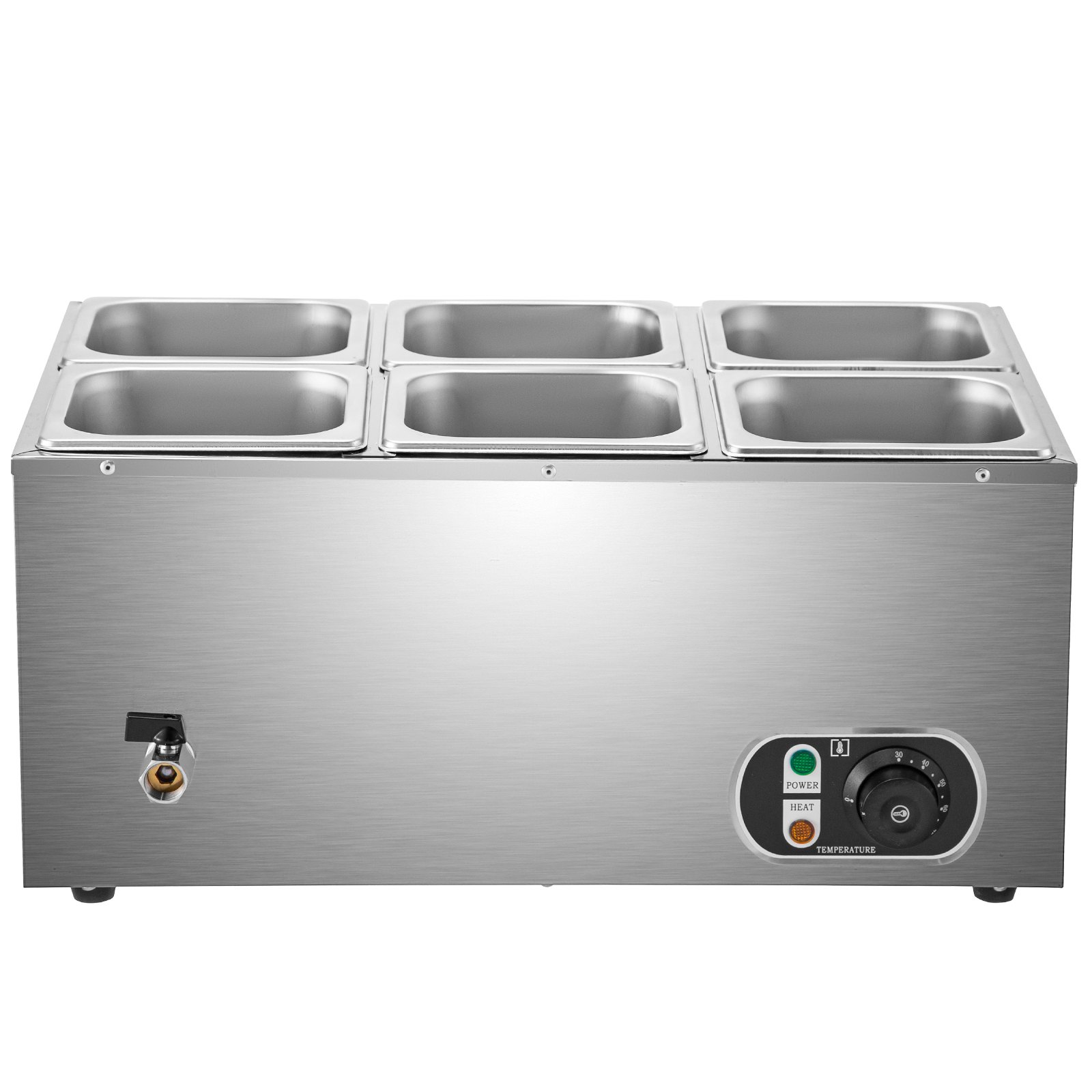 Vevor Baño María Eléctrico Calientaplatos Buffet Con 6 Sartenes Acero Inoxidable