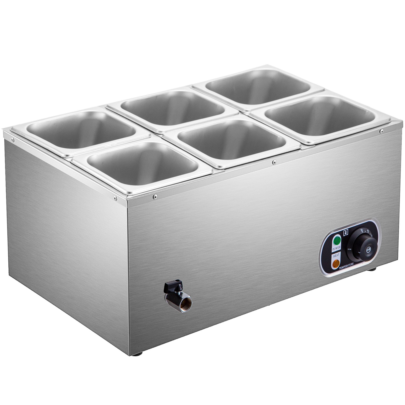 Vevor Baño María Eléctrico Calientaplatos Buffet Con 6 Sartenes Acero Inoxidable