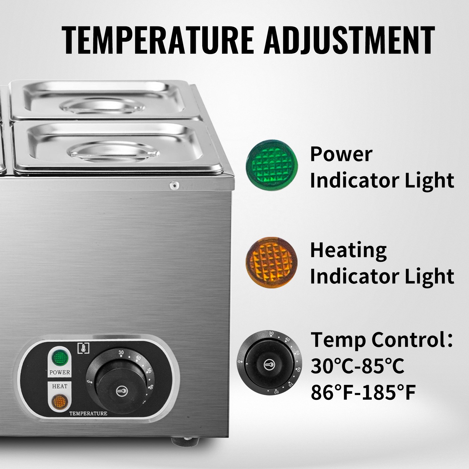 Vevor Baño María Eléctrico Calientaplatos Buffet Con 6 Sartenes Acero Inoxidable