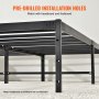 Estructura de cama de metal VEVOR de 14 pulgadas con orificios pretaladrados para cabecera y pie de cama.