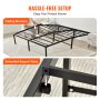 Configuración sin complicaciones del marco de cama de metal VEVOR con estructura plegable y tubos de soporte integrados.