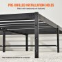 Estructura de cama de metal VEVOR con orificios de instalación pretaladrados que combina con la cabecera y el pie de cama, piso alfombrado.