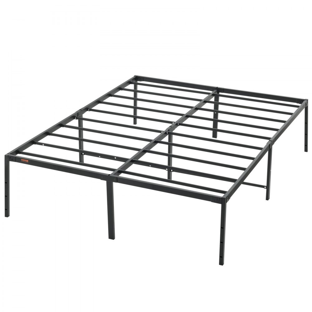 VEVOR Marco de Cama Doble 160 x 208 x 46 cm Estructura Sólida de Metal Carga de 680 kg Cama Metálica Espacio de Almacenamiento Debajo de Cama Deslizamiento Silencioso Montaje Fácil para Casa, Negro