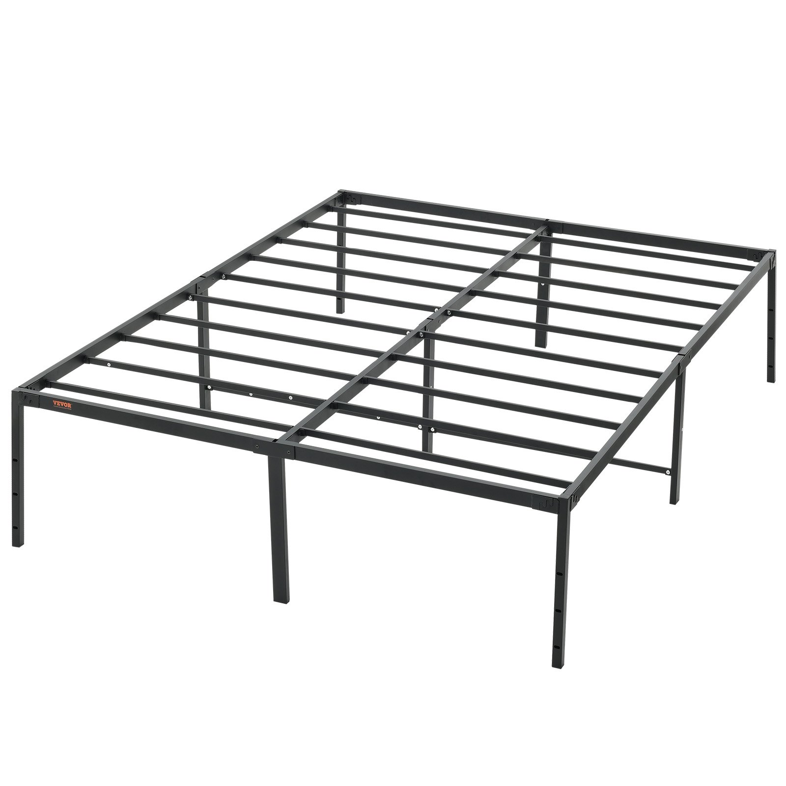 VEVOR Marco de Cama Doble 160 x 208 x 46 cm Estructura Sólida de Metal Carga de 680 kg Cama Metálica Espacio de Almacenamiento Debajo de Cama Deslizamiento Silencioso Montaje Fácil para Casa, Negro