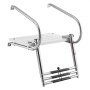 VEVOR Boat Ladder, 3 Steps, Stainless Steel Telescoping Folding Swim Deck Ladder for Rear Entry Inboard, 181.44 kg Capacity with Wide Anti-Slip Steps & Handrails, for Outboards, Yacht, Pontoon Boats