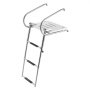 VEVOR Boat Ladder, 3 Steps, Stainless Steel Telescoping Folding Swim Deck Ladder for Rear Entry Inboard, 181.44 kg Capacity with Wide Anti-Slip Steps & Handrails, for Outboards, Yacht, Pontoon Boats