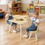 VEVOR Kids Table and 2 Chairs Set, Toddler Table and Chair Set with Rounded Edge Design & Graffiti Desktop, Wooden Desk for Art, Craft, Reading, Learning, Drawing, Classroom/Daycare/Home, Burlywood