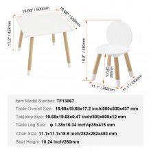 VEVOR 1 Mesa Infantil con 2 Sillas 500x500x437 mm y 282x282x480 mm Conjunto de Muebles Infantiles Bandeja Fácil de Limpiar para Estudiar Comer Jugar Leer Guardería Dormitorio Infantil de 2 a 8 Años