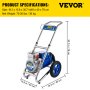 VEVOR Pistola para Pintar Eléctrica Pulverizador de pintura 600 W 50Hz Máquinas de pintura Airless 1GPM sin aire Presión Máxima 250Bar 1,4L