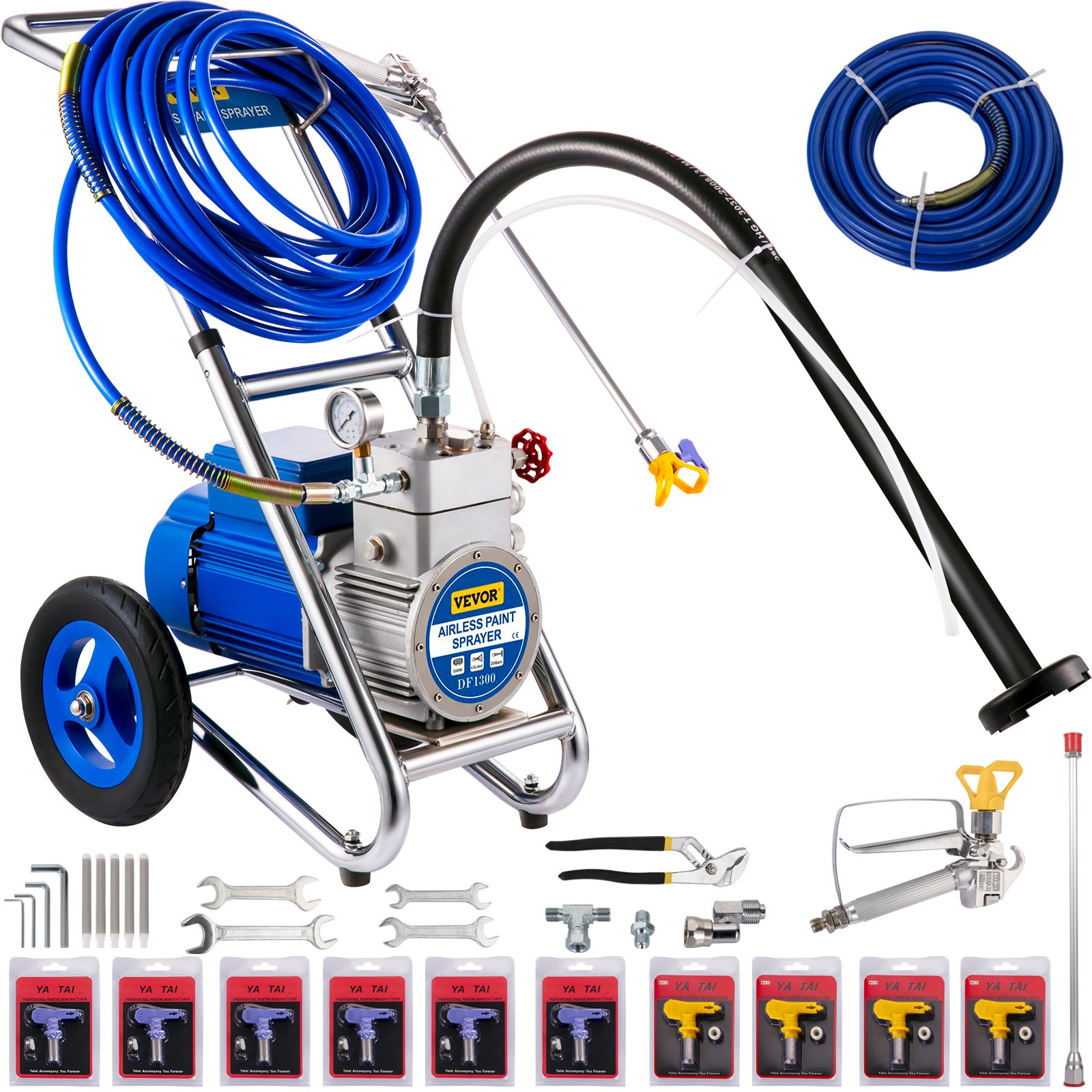 VEVOR Pistola para Pintar Eléctrica Pulverizador de pintura 600 W 50Hz Máquinas de pintura Airless 1GPM sin aire Presión Máxima 250Bar 1,4L
