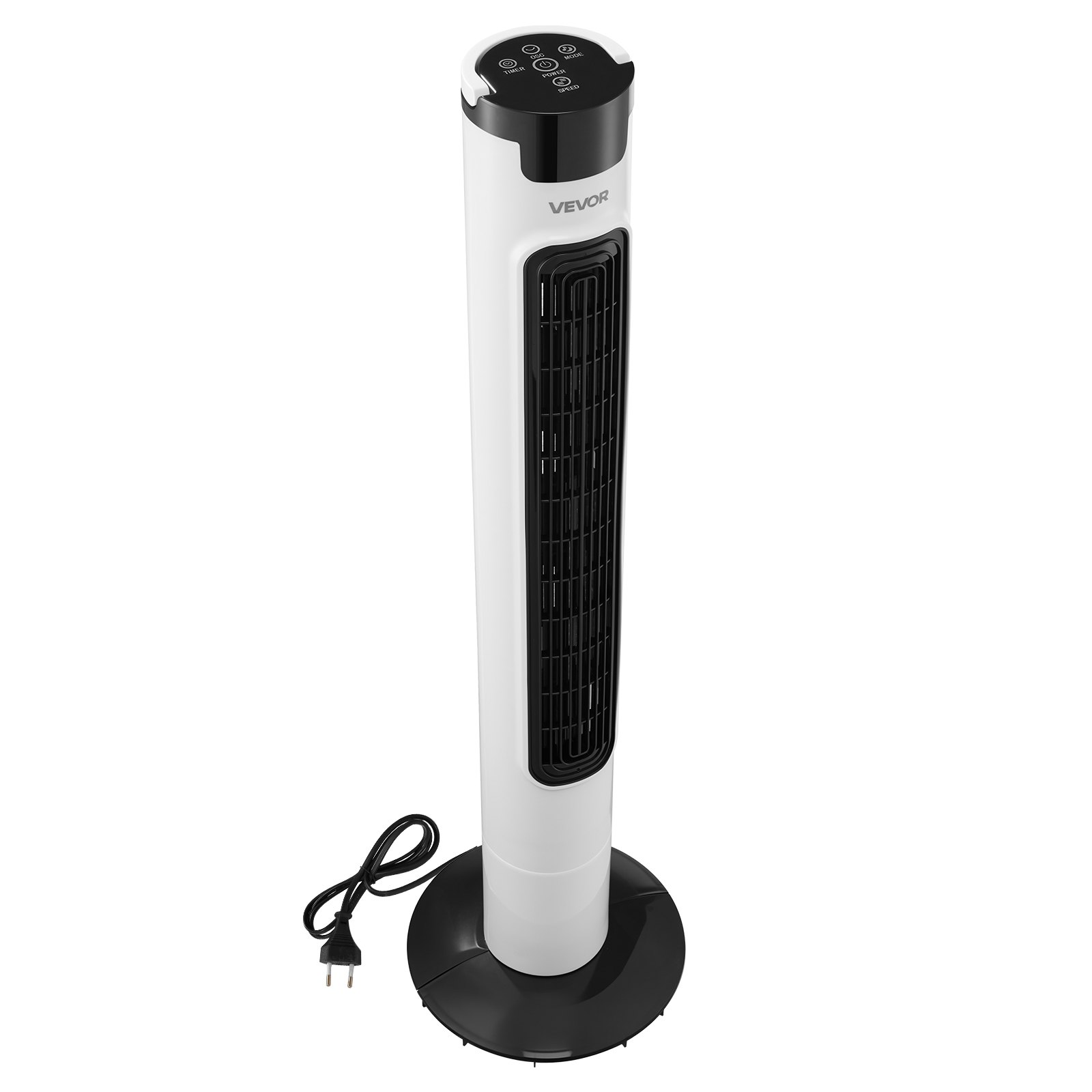 VEVOR Ventilador de Pie, 50° Oscilación, 43 dB, 3 Modos, 3 Velocidades, Ventilador de Torre 4,2m/s con Temporizador 7,5h, Mando a Distancia, Flujo de Aire para Sala de Estar Dormitorio Oficina, Blanco