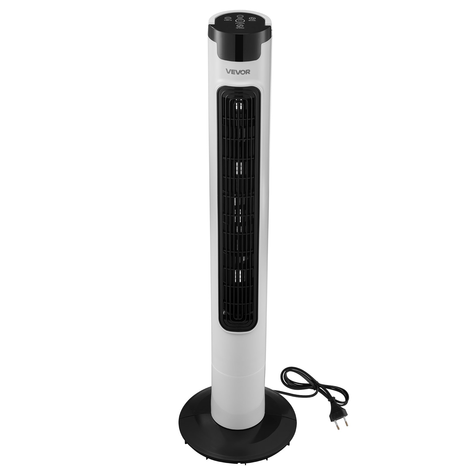 VEVOR Ventilador de Pie, 50° Oscilación, 43 dB, 3 Modos, 3 Velocidades, Ventilador de Torre 4,2m/s con Temporizador 7,5h, Mando a Distancia, Flujo de Aire para Sala de Estar Dormitorio Oficina, Blanco