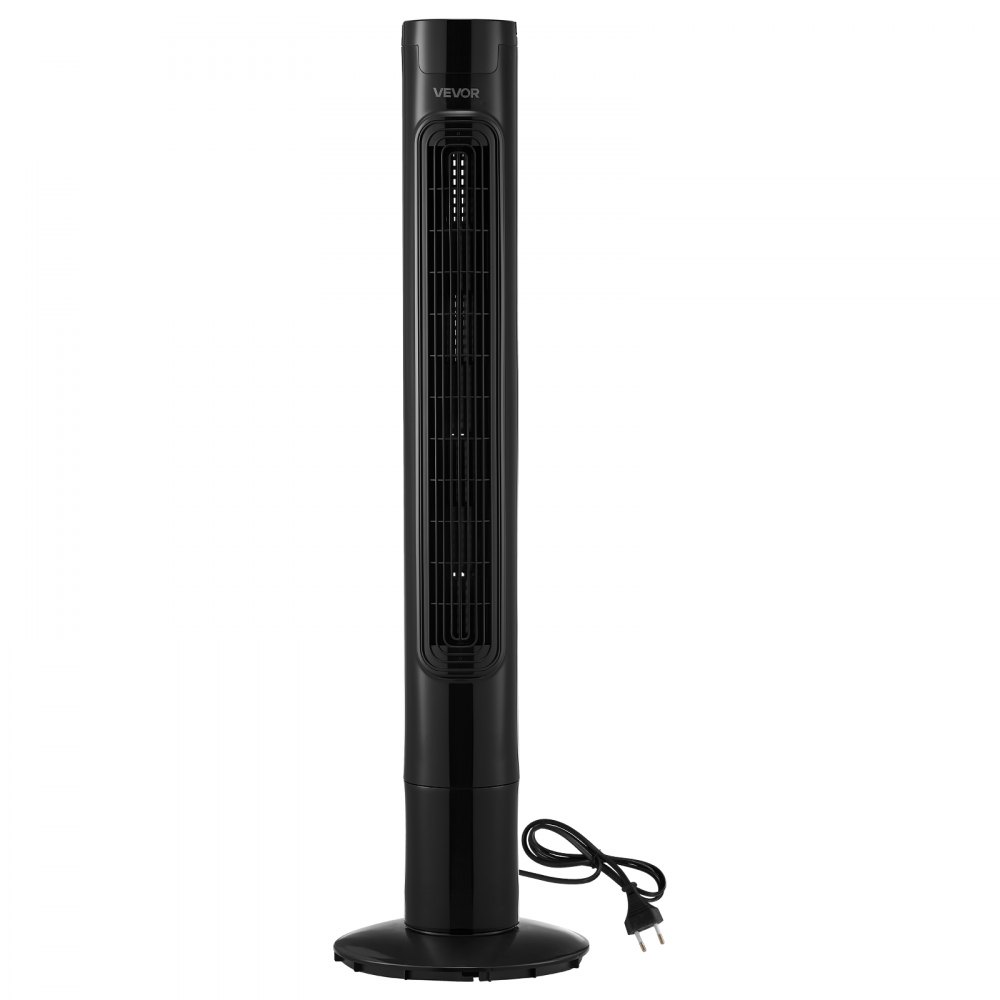 VEVOR Ventilador de Pie, 50° Oscilación, 43 dB, 3 Modos, 3 Velocidades, Ventilador de Torre 4,2 m/s con Temporizador 7,5h, Mando a Distancia, Flujo de Aire para Dormitorio Oficina Sala de Estar, Negro
