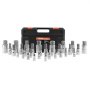 VEVOR Hex Socket Set, 32-Piece, S2 Alloy Steel & Cr-V Steel, Standard SAE & Metric, 1/4", 3/8", & 1/2" Drives, with Storage Case, for Mechanics and Auto Repair