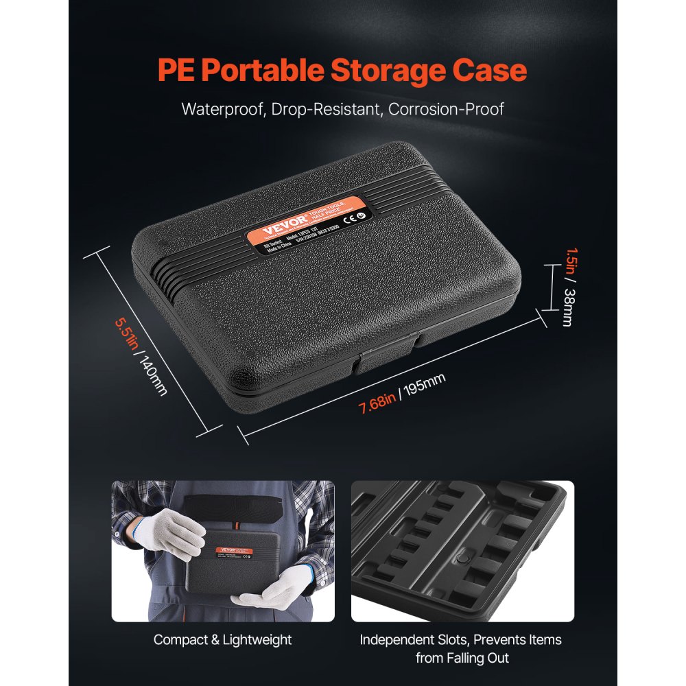 VEVOR 13 PCS Juego de Vasos con Punta TORX, Estrella T8 - T60, Acero de Aleación S2 y Acero Cr-V, Impulsores de 1/4", 3/8" y 1/2", con Estuche de Almacenamiento, para Manual Reparación de Automóviles