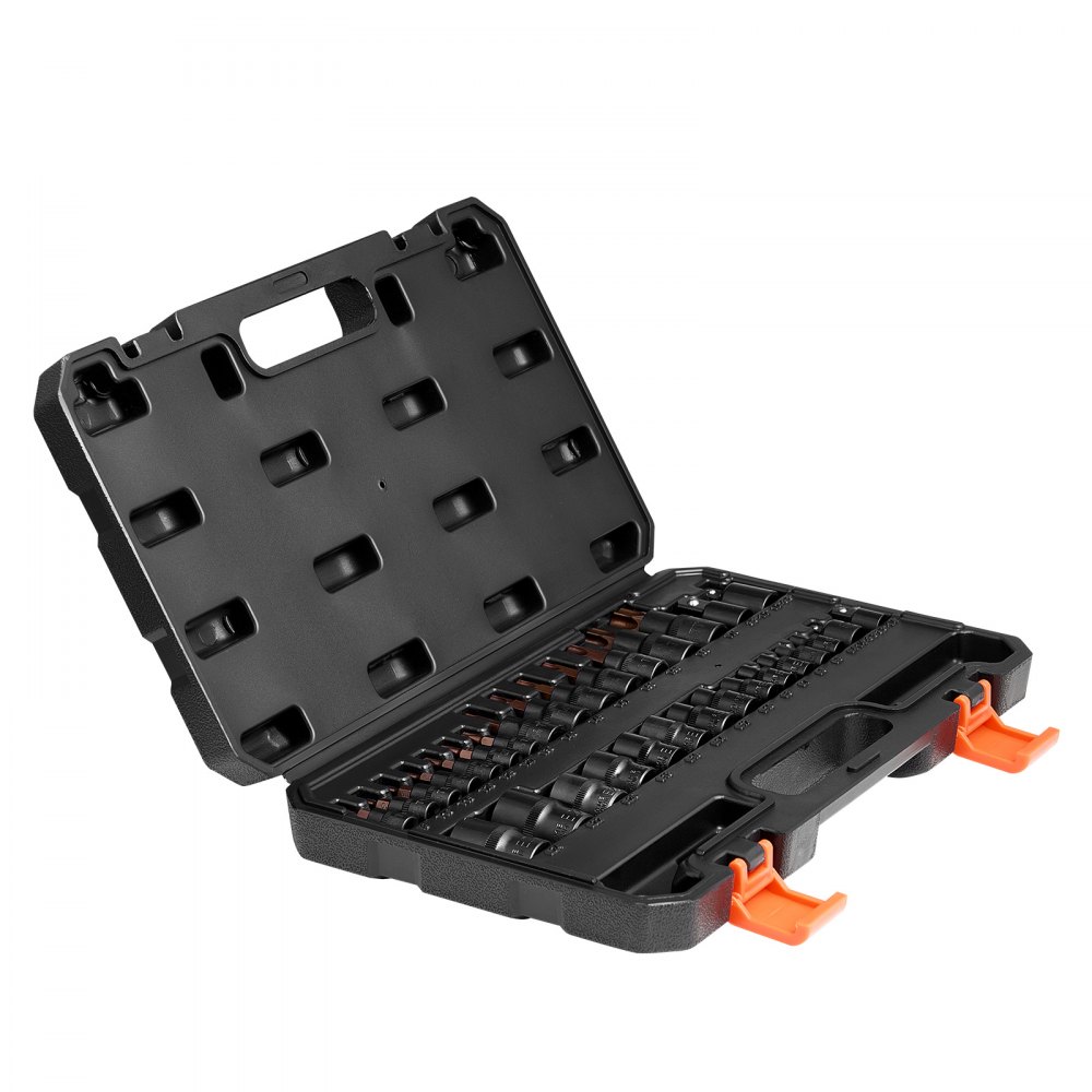 VEVOR 31 PCS Juego de Vasos Torx y Vasos Torx Externos, T8-T70 y E4-E24, Acero de Aleación S2 y Acero Cr-V, Impulsores de 1/4", 3/8" y 1/2", con Adaptador y Estuche de Almacenamiento Mejorado