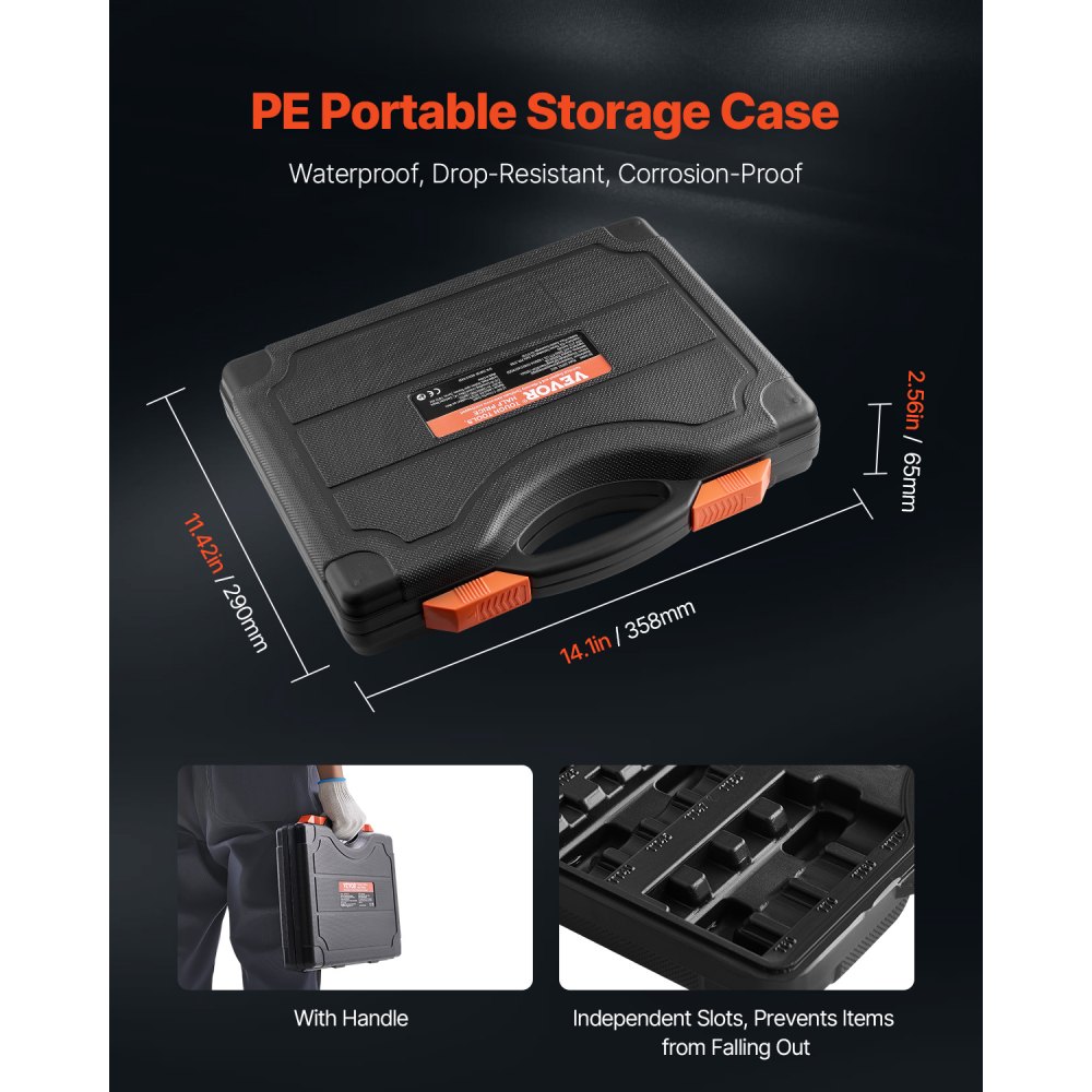 VEVOR Torx Drill Bit Socket Set, External Torx Socket Set, 60-Piece, T6-T70, TT6-TT70, TP8-TP60, E4-E24, S2 Alloy Steel & Cr-V Steel, with 1/4", 3/8", & 1/2" Drives & Storage Case