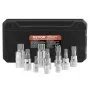 VEVOR 10 PCS Juego de Dados con Punta Estriada de Triple Estría Cuadrada XZN, M4 - M18, Acero Cr-V de Primera Calidad, Con Impulsión de 1/4", 3/8" y 1/2", Estuche de Almacenamiento, para Uso Manual