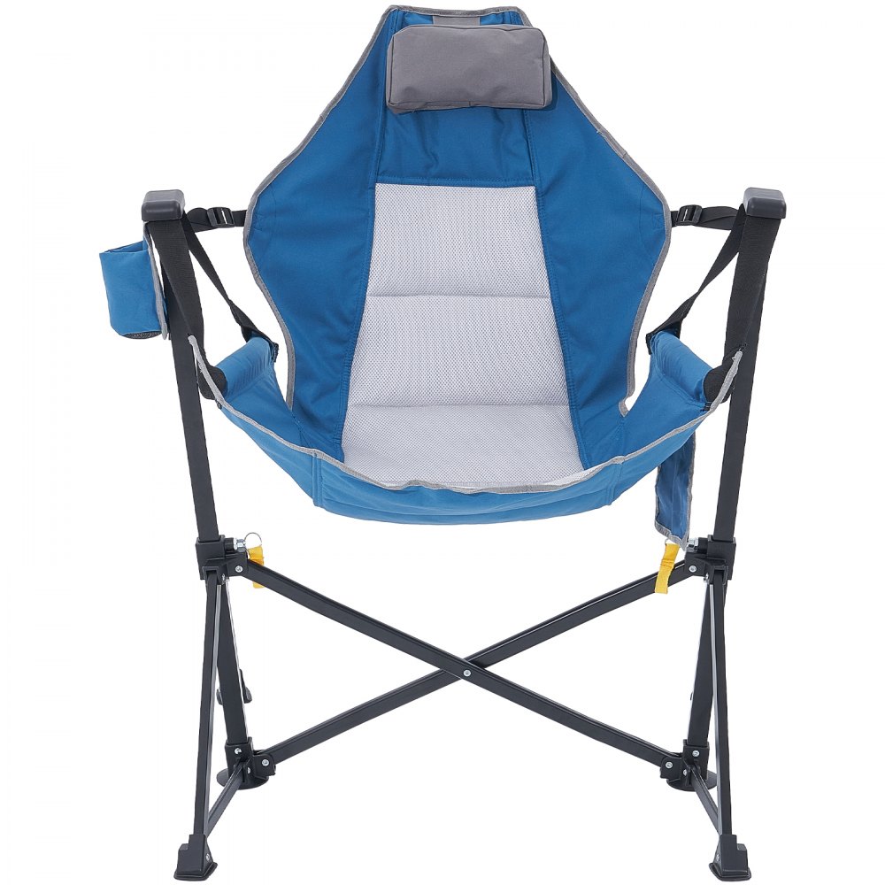 VEVOR Reclining Camping Chair, 300 lbs Weight Capacity Camping Hanging Chair, Swing Lounge Folding Chair with Drink Holder, Storage Bag, Headrest and Adjustable Backrest, for Camping and Other Outdoor Activities