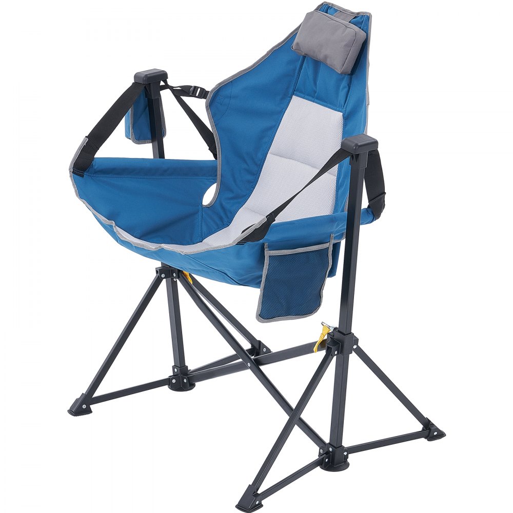 VEVOR Reclining Camping Chair, 300 lbs Weight Capacity Camping Hanging Chair, Swing Lounge Folding Chair with Drink Holder, Storage Bag, Headrest and Adjustable Backrest, for Camping and Other Outdoor Activities