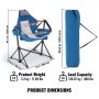 VEVOR Silla de Camping Silla Plegable Carga 136 kg Silla de Jardín Tumbona Azul