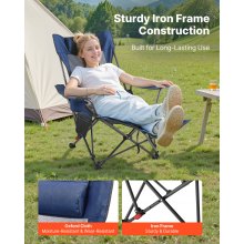 VEVOR Silla de Camping Plegable, 4 Posiciones Ajustables, Silla Reclinable y Portátil con Reposapiés y Reposacabezas, Tejido de Malla, Capacidad de Carga de 100 kg, para Playa y Patio, Azul