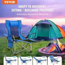 VEVOR Silla de Camping Reclinable 1530 x 830 x 730 mm Carga de 149,69 kg, Azul