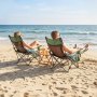 VEVOR Reclining Camping Chair, 4 Adjustable Positions, Portable Folding Lounger for Adults, Mesh Beach Chair with Headrest & Foot Rest, Supports 220 lbs, Heavy Duty Camp Chairs for Patio, Green