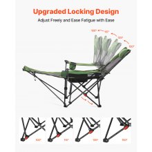 VEVOR Silla de Camping Plegable, 4 Posiciones Ajustables, Silla Reclinable y Portátil con Reposapiés y Reposacabezas, Tejido de Malla, Capacidad de Carga de 100 kg, para Playa y Patio, Verde