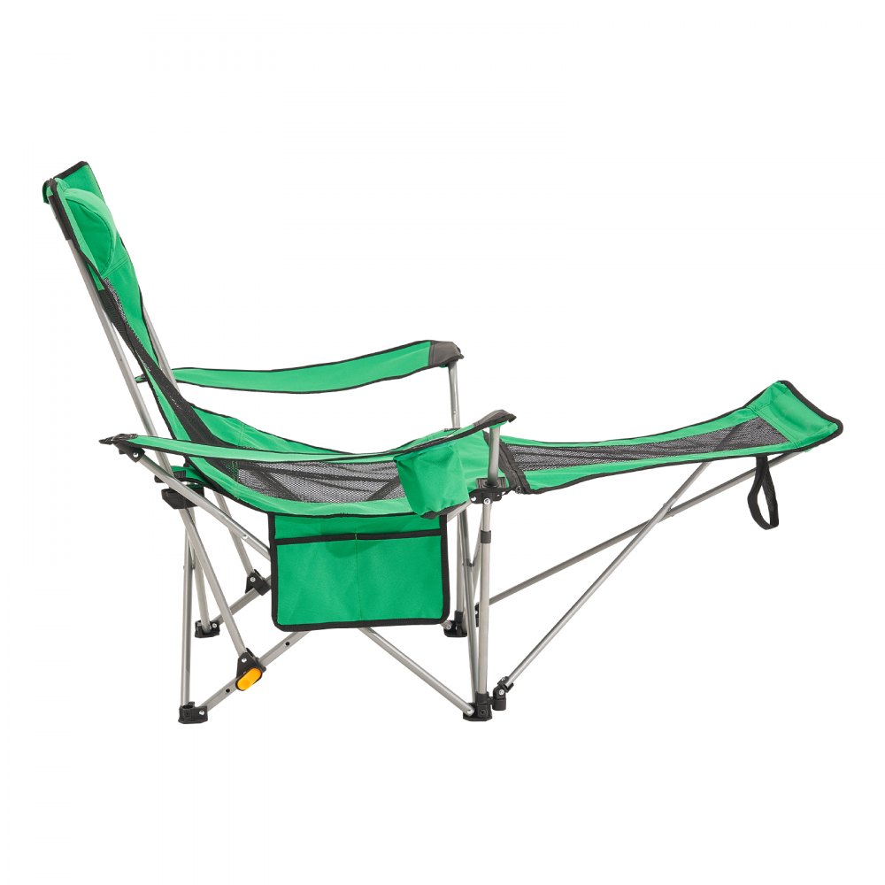 VEVOR Silla de Camping Reclinable Portátil 1530 x 830 x 730 mm Carga de 149,69 kg, Silla de Camping Plegable con Reposapiés, Portavasos, Bolsillo Lateral y Reposacabezas para Camping, Pesca, Verde