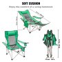 VEVOR Silla de Camping Reclinable Portátil 1530 x 830 x 730 mm Carga de 149,69 kg, Silla de Camping Plegable con Reposapiés, Portavasos, Bolsillo Lateral y Reposacabezas para Camping, Pesca, Verde