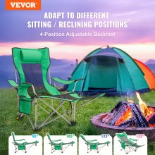 VEVOR Silla de Camping Reclinable 1530 x 830 x 730 mm Carga de 149,69 kg, Verde