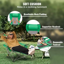 VEVOR Silla de Camping Reclinable 1530 x 830 x 730 mm Carga de 149,69 kg, Verde