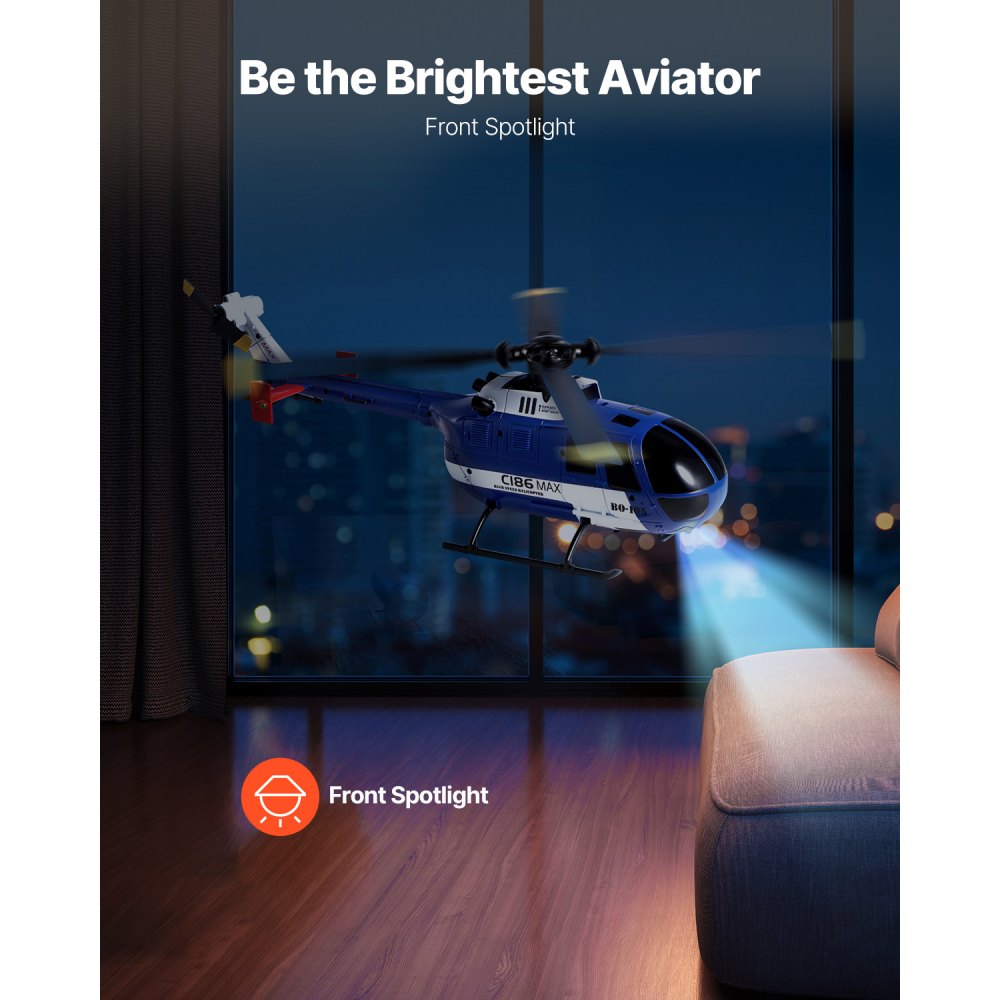 VEVOR RC Helicopter, 2.4GHz 4-Propeller Remote Control Helicopter with 6-Axis Gyro, 4-Channel RC Airplane for Beginner, LED Light & One-Key Takeoff/Landing, Plane Toys for Kids Ages 8 and up