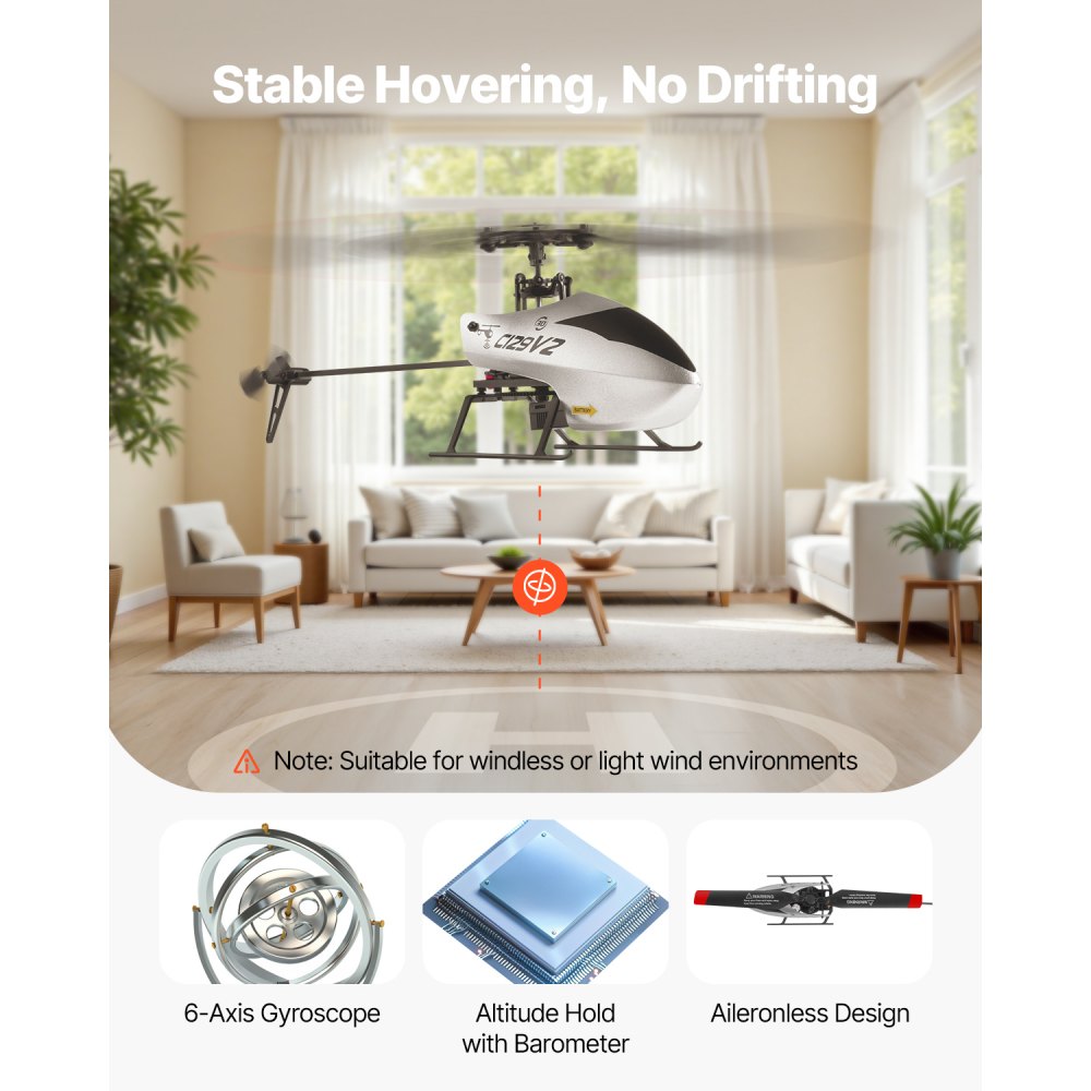 VEVOR Helicóptero de Control Remoto de Una Sola Hélice de 2,4 GHz 4 Canales con Giroscopio 39 Minutos de Vuelo Despegue/Aterrizaje con una sola Tecla Avión de Juguete para Niños Mayores de 8 Años