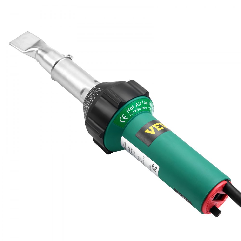 VEVOR Soldador de Aire Caliente para Plástico 1600 W, Kit de Soldadura para Techos de Plástico con 17 Accesorios: Caja de Herramientas, Boquilla, Rodillo, Cuchillas para PP/PE/PVC, 330 x 95 x 56 mm