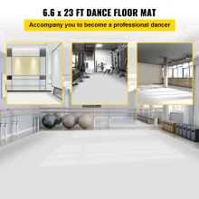 VEVOR Suelo de Danza 2 x 7m Rollo de vinilo para pista de baile con doble cara Marley Dance Floor Espesor de 1,5mm Suelo para Ballet Blanco y Negro