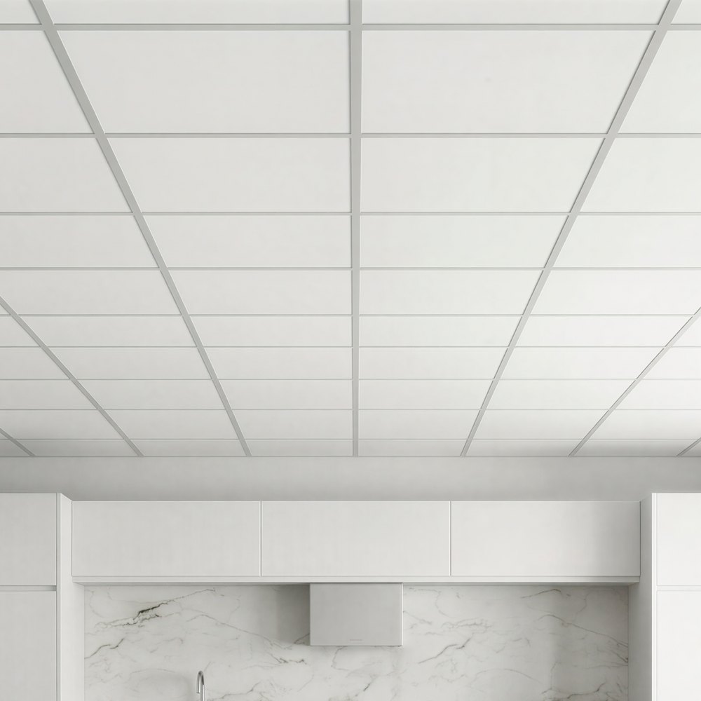 VEVOR Paneles de Techo de PVC 605 x 605 mm 12 Piezas, Baldosas Decorativas, Tablero de Espuma, Placas de Techo con Sistema de Rejilla, Resistente al Agua y Manchas, para Oficina, Cocina, Hogar y Baño