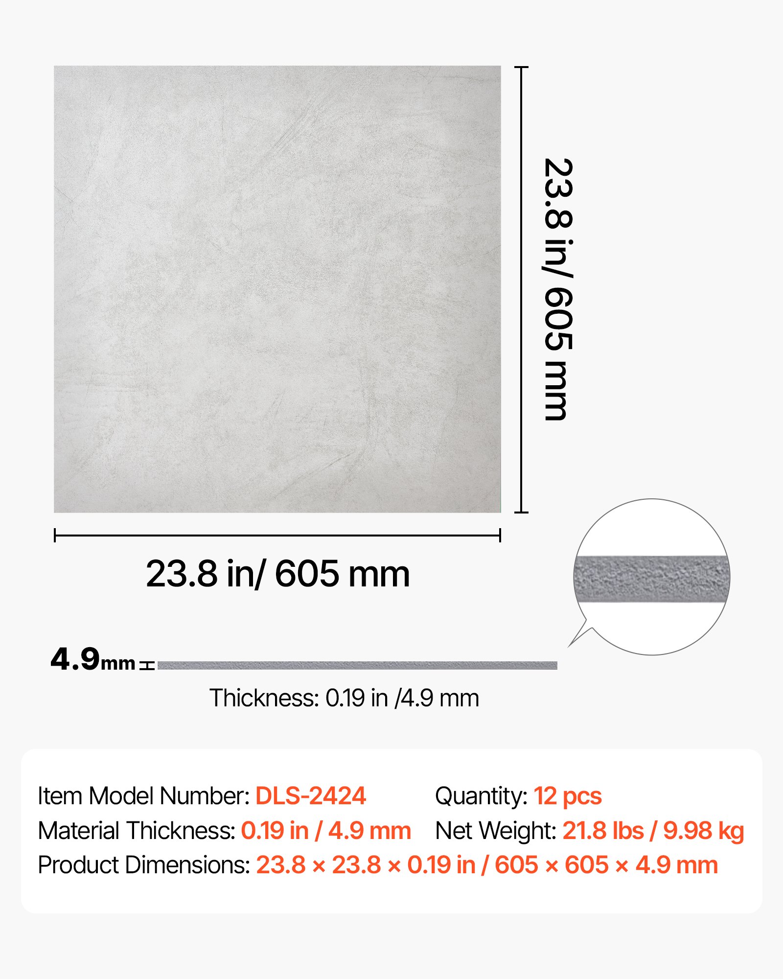 VEVOR Paneles de Techo de PVC 605 x 605 mm 12 Piezas, Baldosas Decorativas, Placas de Techo, Tablero de Espuma con Sistema de Rejilla, Resistente al Agua y Manchas, para Baño, Hogar, Oficina y Cocina