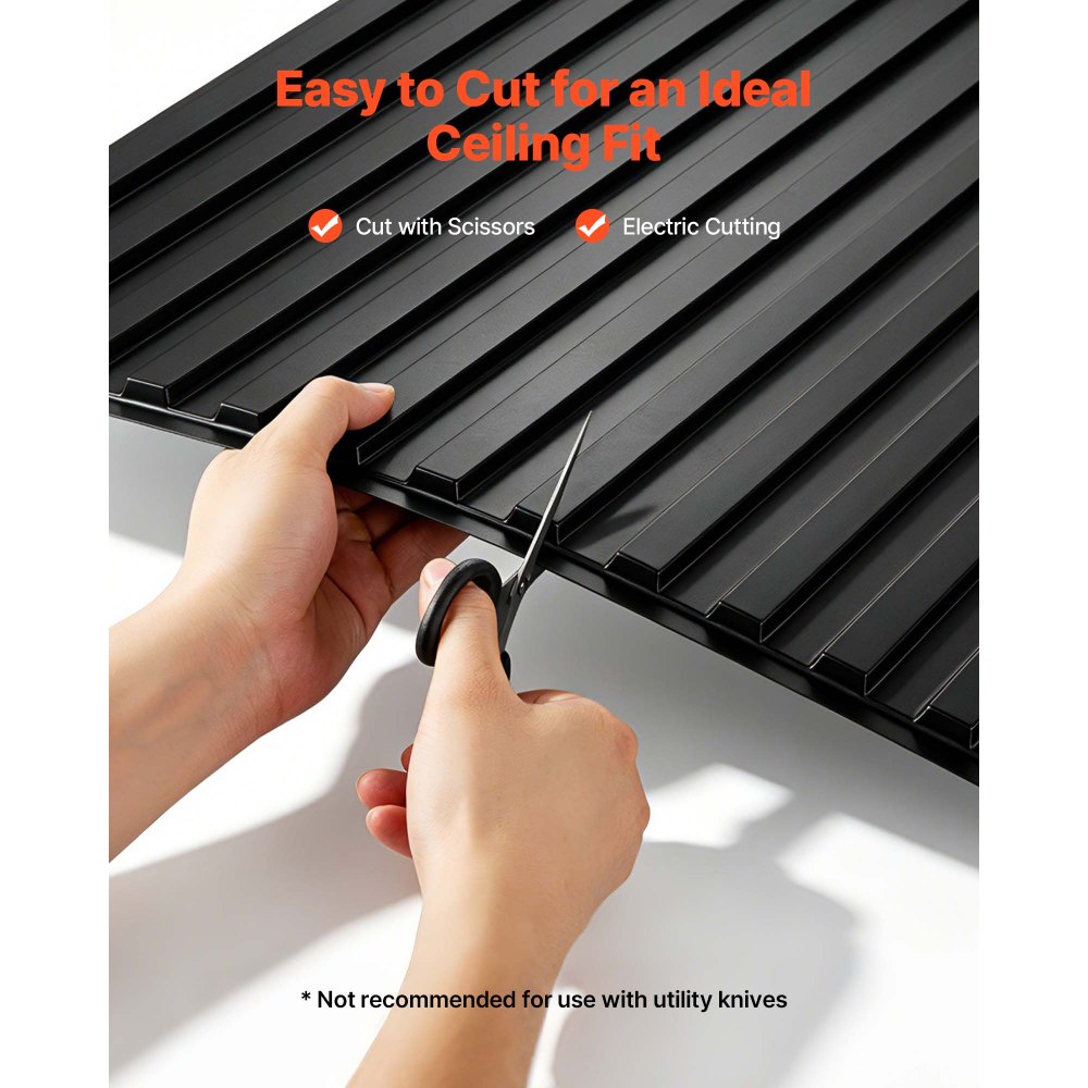 VEVOR Paneles de Techo de PVC 605 x 1215 mm 12 Piezas Negro, Placas de Techo, Baldosas Decorativas con Sistema de Rejilla, Diseño 3D, Resistentes al Agua Manchas, para Hogar, Baño, Oficina y Cocina