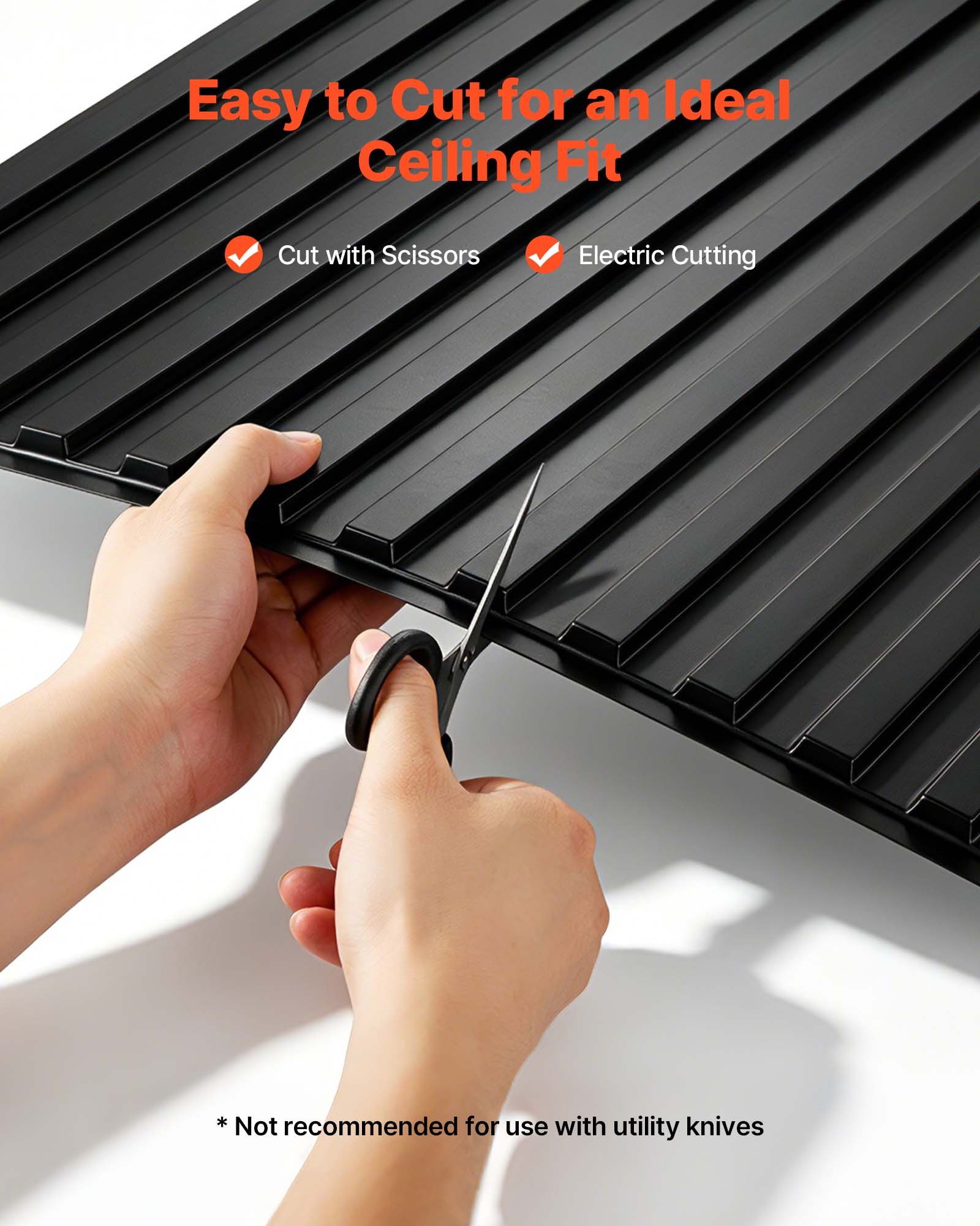 VEVOR Paneles de Techo de PVC 605 x 1215 mm 12 Piezas Negro, Placas de Techo, Baldosas Decorativas con Sistema de Rejilla, Diseño 3D, Resistentes al Agua Manchas, para Hogar, Baño, Oficina y Cocina