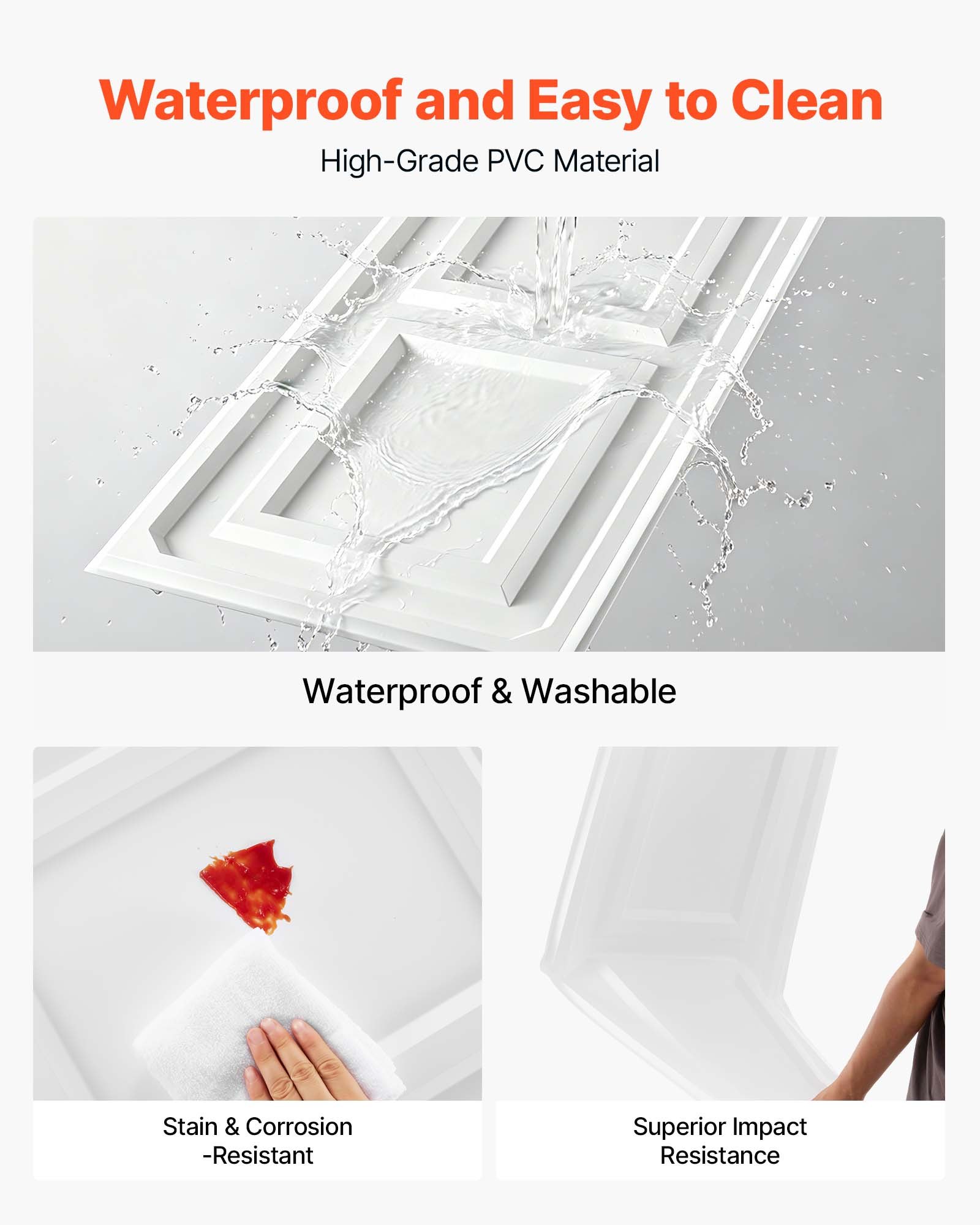 VEVOR Paneles de Techo de PVC 605 x 1215 mm 12 Piezas, Placas de Techo, Baldosas Decorativas con Sistema de Rejilla, Diseño 3D, Resistentes al Agua y a las Manchas, para Hogar, Baño, Oficina y Cocina