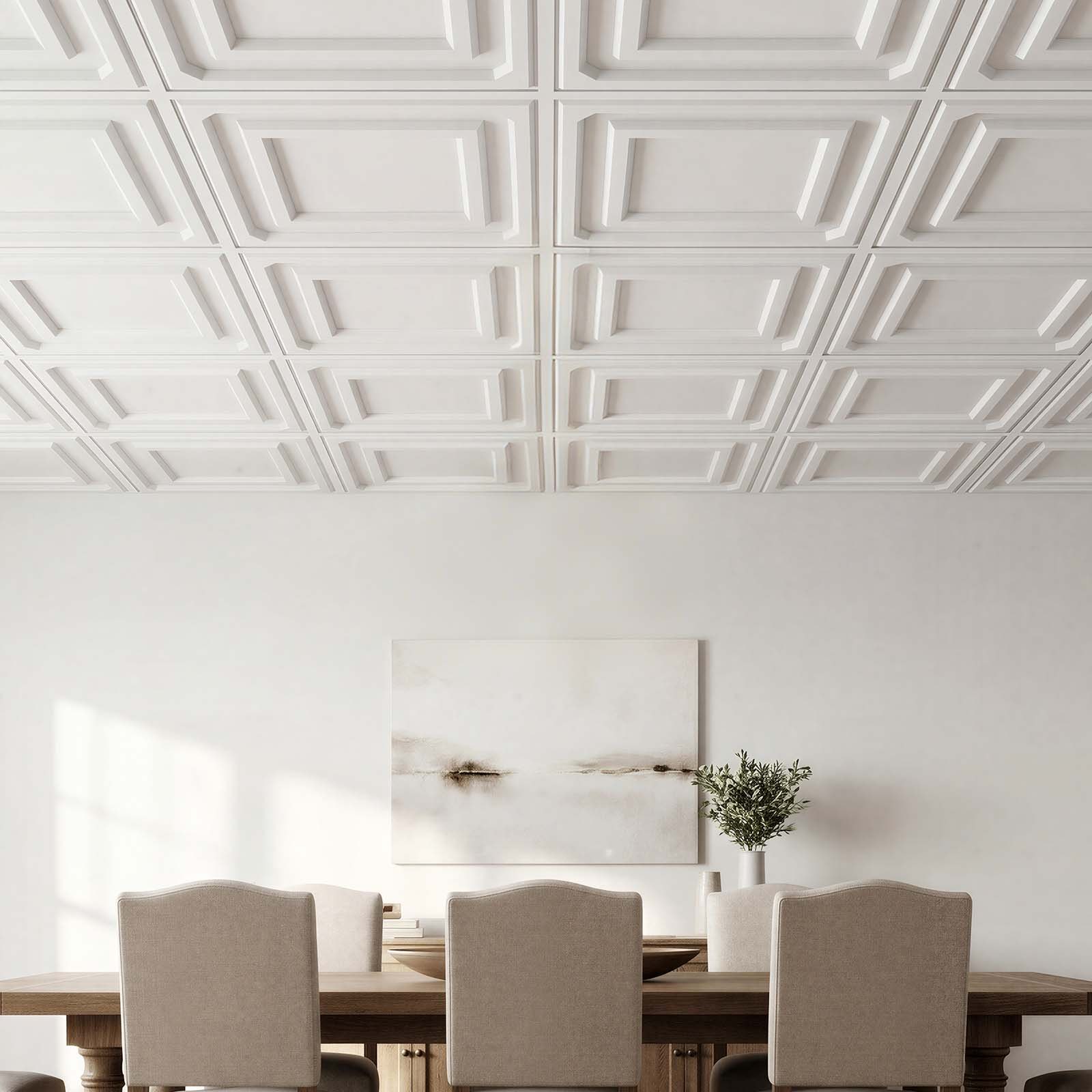 VEVOR Paneles de Techo de PVC 605 x 1215 mm 12 Piezas, Placas de Techo, Baldosas Decorativas con Sistema de Rejilla, Diseño 3D, Resistentes al Agua y a las Manchas, para Hogar, Baño, Oficina y Cocina