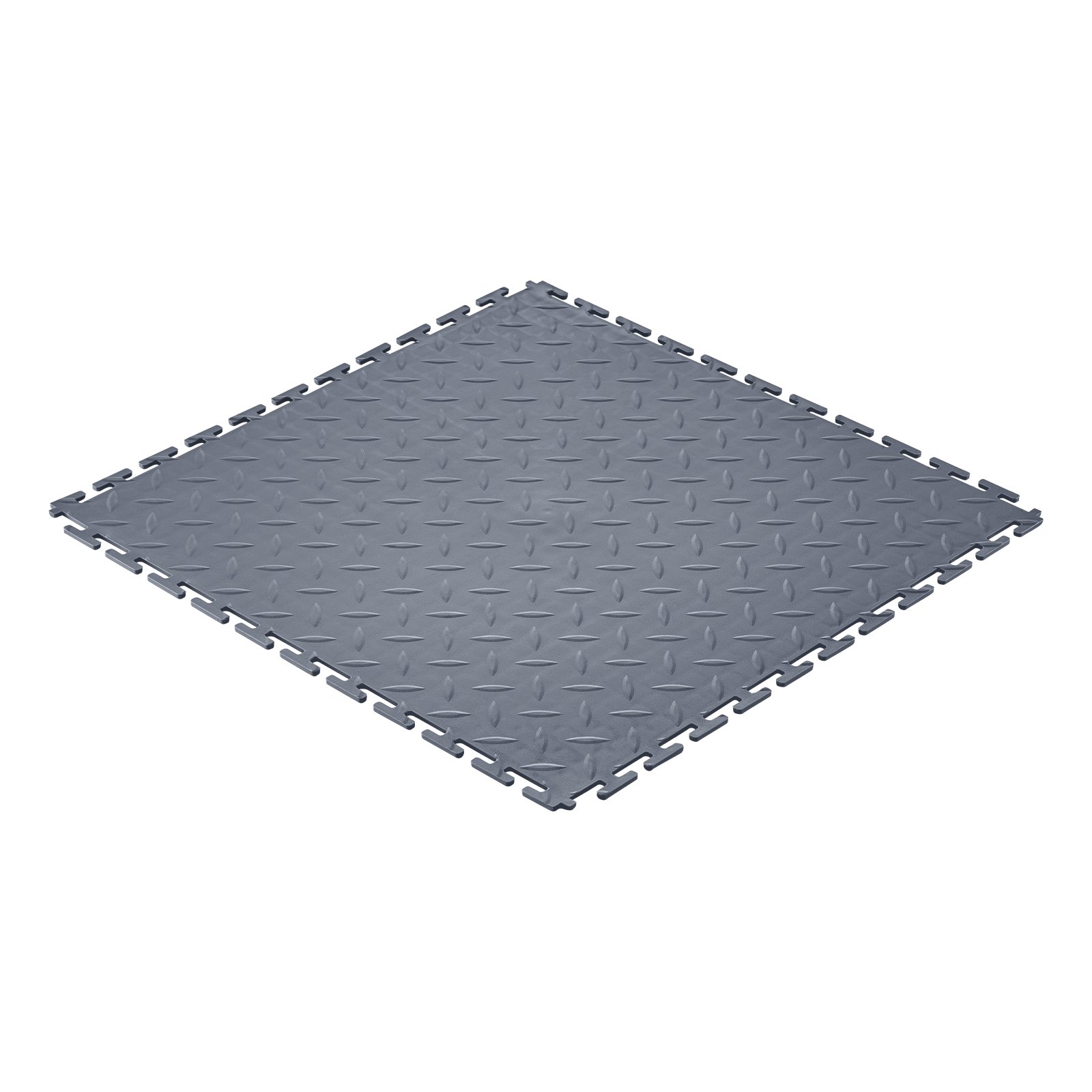 VEVOR Suelo de PVC Antideslizante para Garaje, Paquete de 16 Unidades de 513 x 513 x 5 mm, Instalación por Clic, con Patrón de Diamante para Taller, Almacén, Cuarto de Herramientas, Gris Grafito