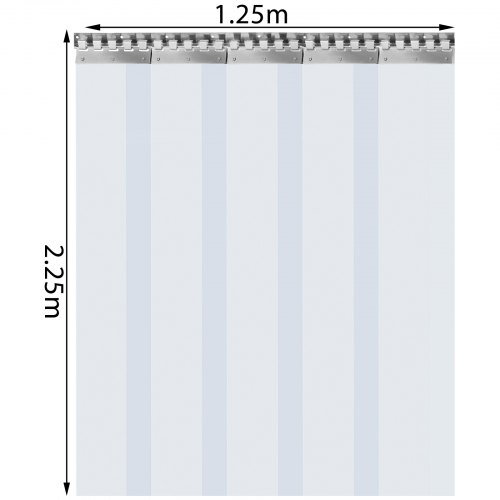 VEVOR Cortina Puerta PVC Transparente Impermeable, 1,25x2,25m, Material Impermeable Transparente PVC 4 Tiras Total, Cortina Puerta PVC Ancho Total 1,25 m para Supermercados, Tiendas, Casas, Fábricas